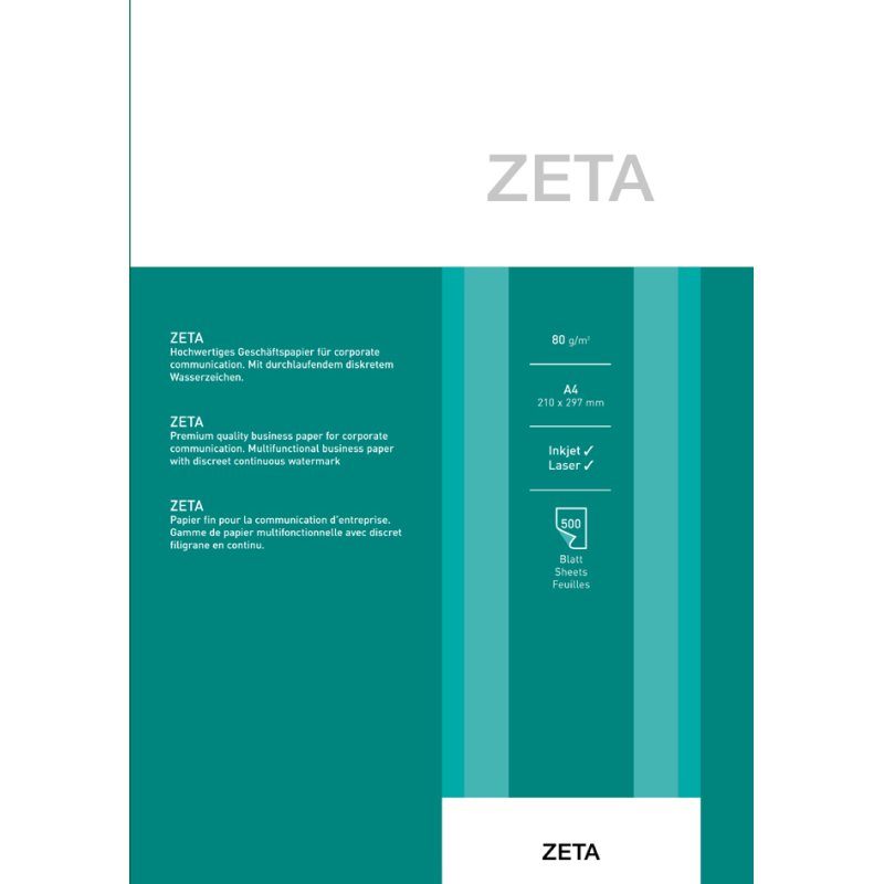 Zeta Reflexpapier ZETA professioneel, A4, naturelwit, 80 g/m², 500 vel