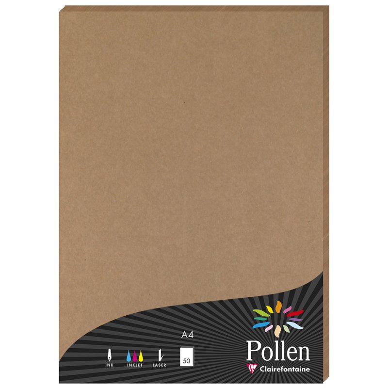 Pollen by Clairefontaine papier kraft A4, non blanchi, 120 g/m², 50 feuilles