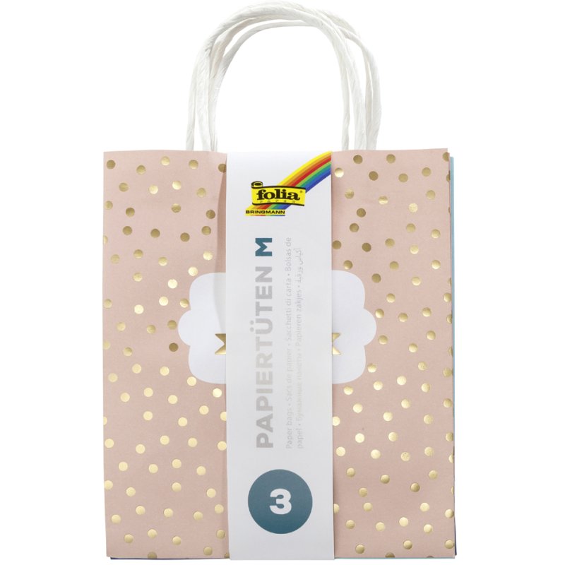 folia cadeauzakjes kraftpapier, hotfoil versiering, 120×55×150 mm, 12 stuks