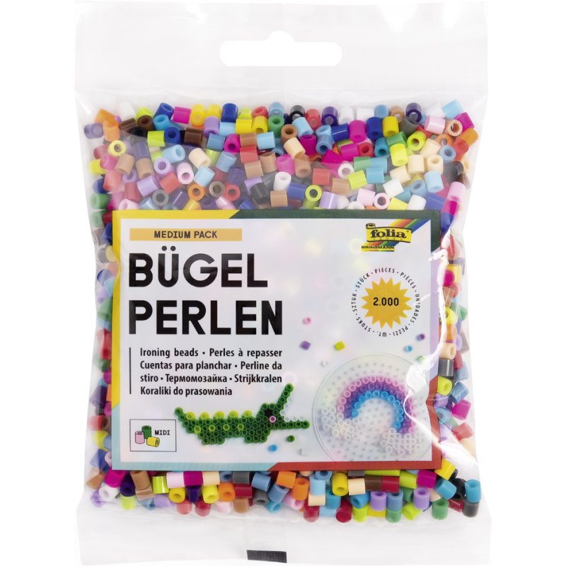 folia strijkkralen, navulverpakking, gekleurd gemengd, 2.000 stuks