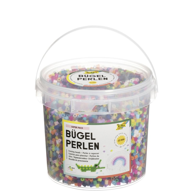 folia strijkkralen, gekleurd gesorteerd, 12.000 stuks, emmer