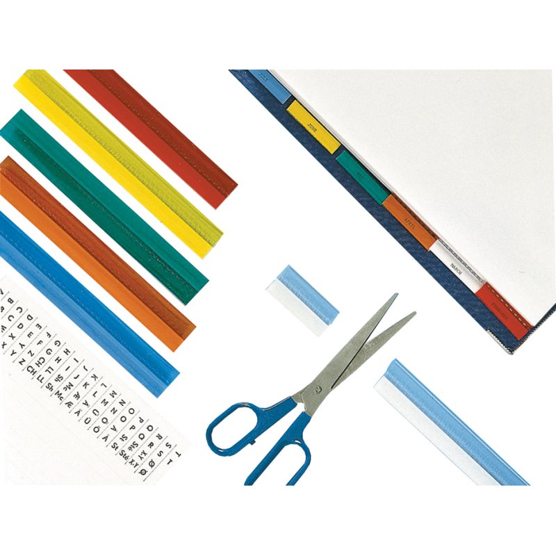 Esselte transparent index tabs, coloured, 200 mm wide, 5 pieces