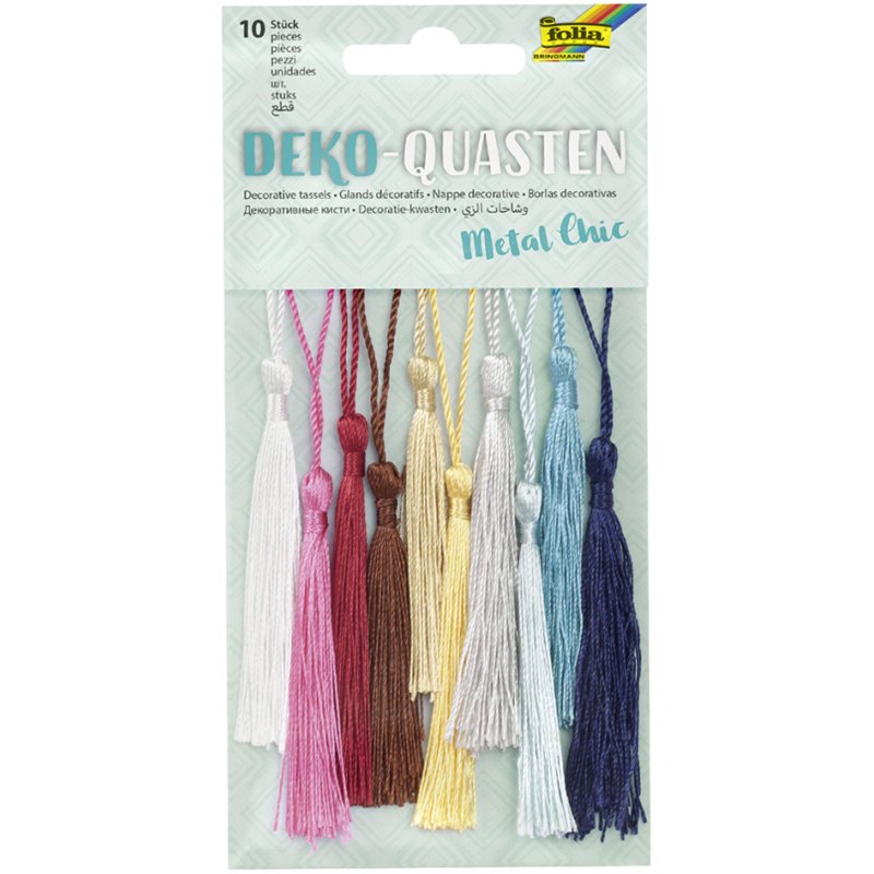 folia decoratieve kwasten metalen, 10 kleuren, 100% polyester, 10 stuks