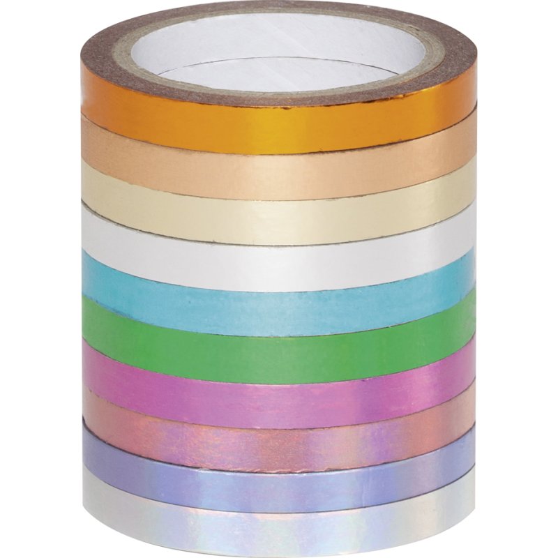 folia decoratie washi tape set met hotfoil, 10 rollen, 5 mm × 5 m