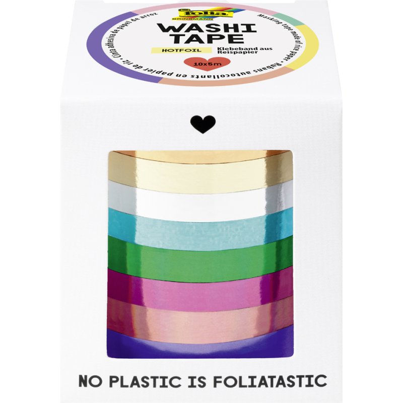 folia decoratie washi tape set met hotfoil, 10 rollen, 5 mm × 5 m