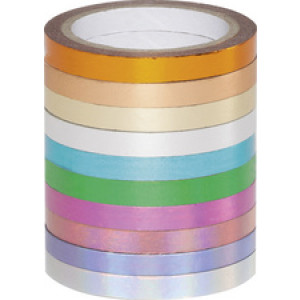 folia decoratie washi tape set met hotfoil, 10 rollen, 5 mm × 5 m