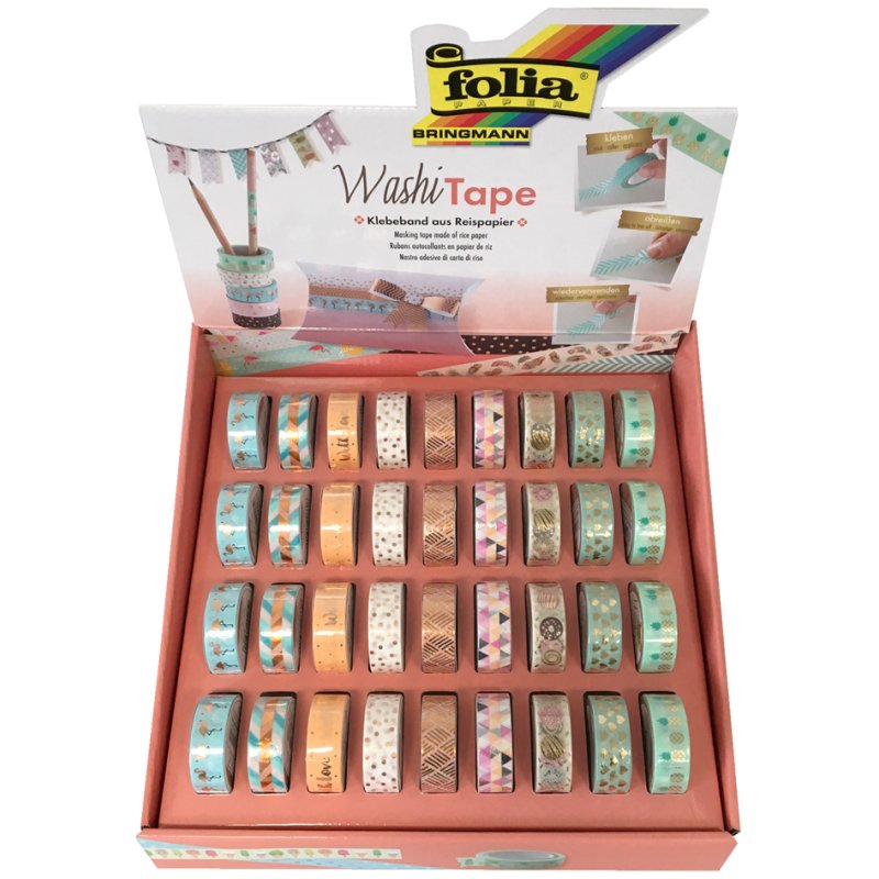 folia decoratie plakband washi tape hotfoil, 15 mm × 10 m, 36 rollen