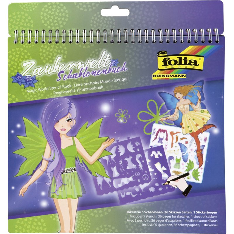 folia sjablonenboek Tovenaarwereld, groot, 264×240 mm, 5 sjablonen