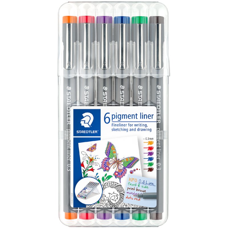 STAEDTLER Pigmentliner fineliner set, 6 colours