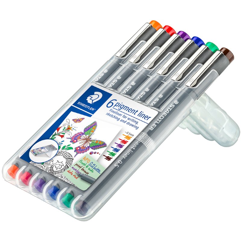 STAEDTLER Pigmentliner fineliner set, 6 colours