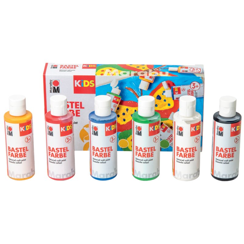 Marabu knutselverf KiDS, waterbasis, 80 ml, set van 6