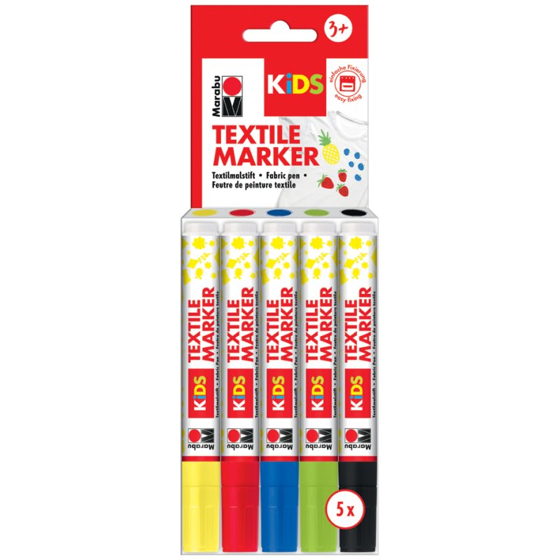 Marabu KiDS textielstiften, 10 kleuren, 10 × 3 ml