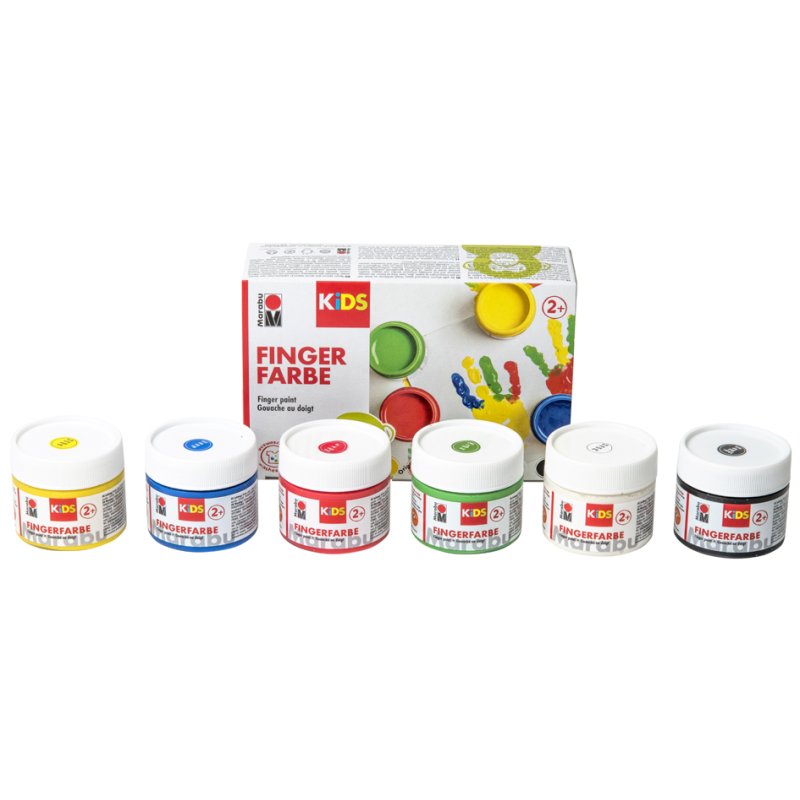 Marabu kindervingersverf, 100 ml, set van 6 stuks
