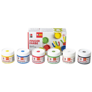 Marabu kindervingerschilderverf, 100 ml, 4 kleuren, uitwasbaar