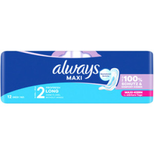 Always Maxi maandverband Profresh Long, maat 2, zonder vleugels, 12 stuks