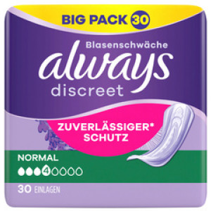 Always incontinentiematjes discreet normaal, 30 stuks, grote verpakking