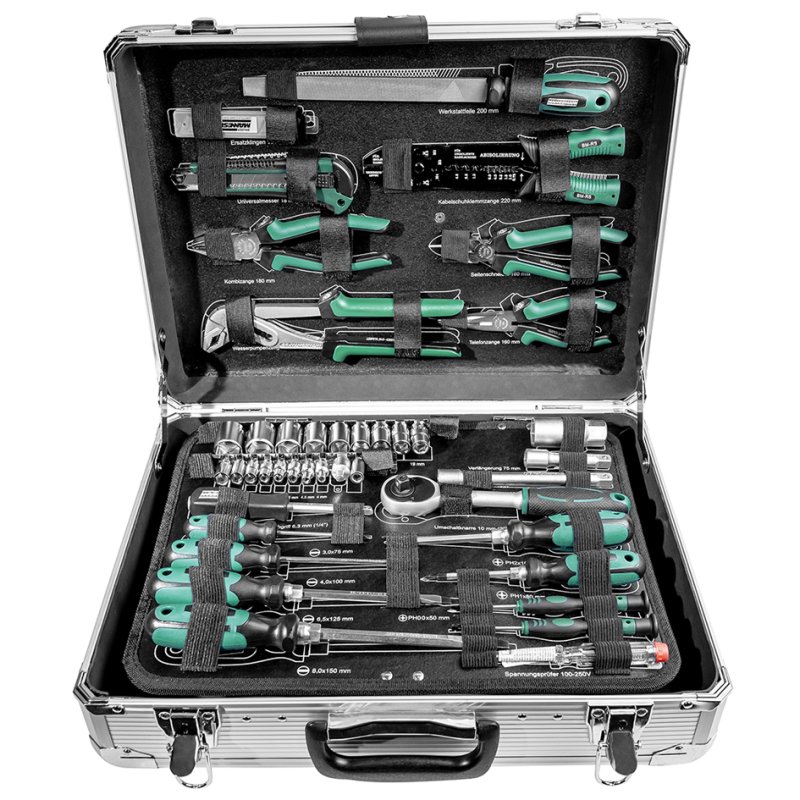 BRÜDER MANNESMANN GREEN LINE ensemble d'outils, 108 pièces, mallette aluminium