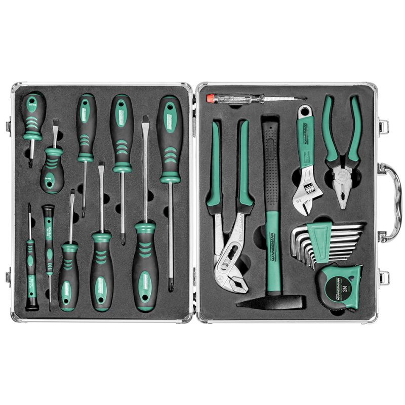 BRÜDER MANNESMANN GREEN LINE coffret outils, 24 pièces, mallette aluminium