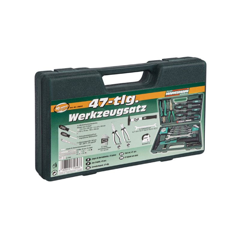 BRÜDER MANNESMANN GREEN LINE coffret d'outils, noir/vert, 47 pièces, en mallette