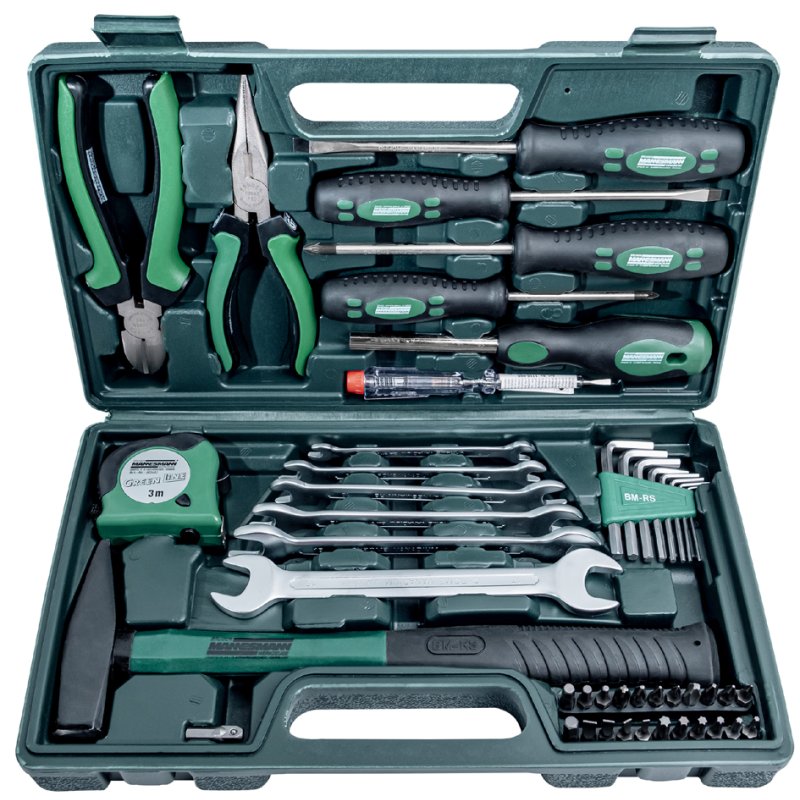 BRÜDER MANNESMANN GREEN LINE coffret d'outils, noir/vert, 47 pièces, en mallette