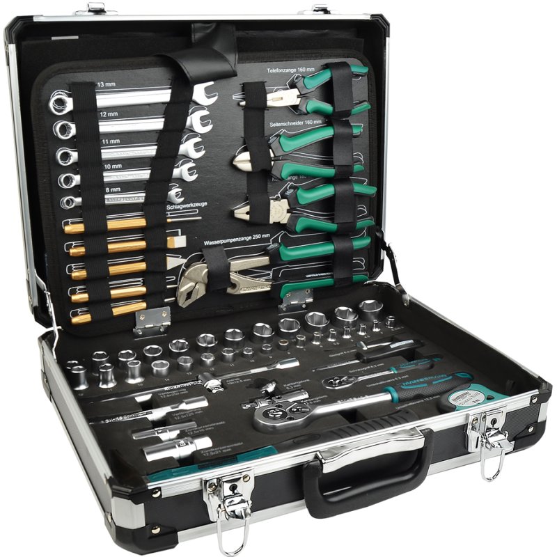 BRÜDER MANNESMANN GREEN LINE Ensemble d'outils, 160 pièces, mallette aluminium