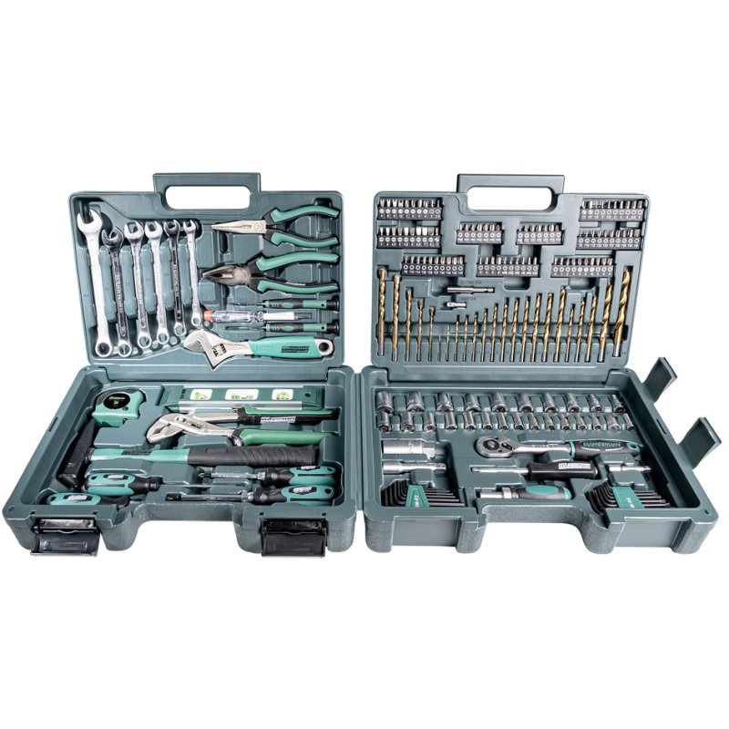 BRÜDER MANNESMANN GREEN LINE coffret d'outils, noir/vert, 176 pièces, en mallette