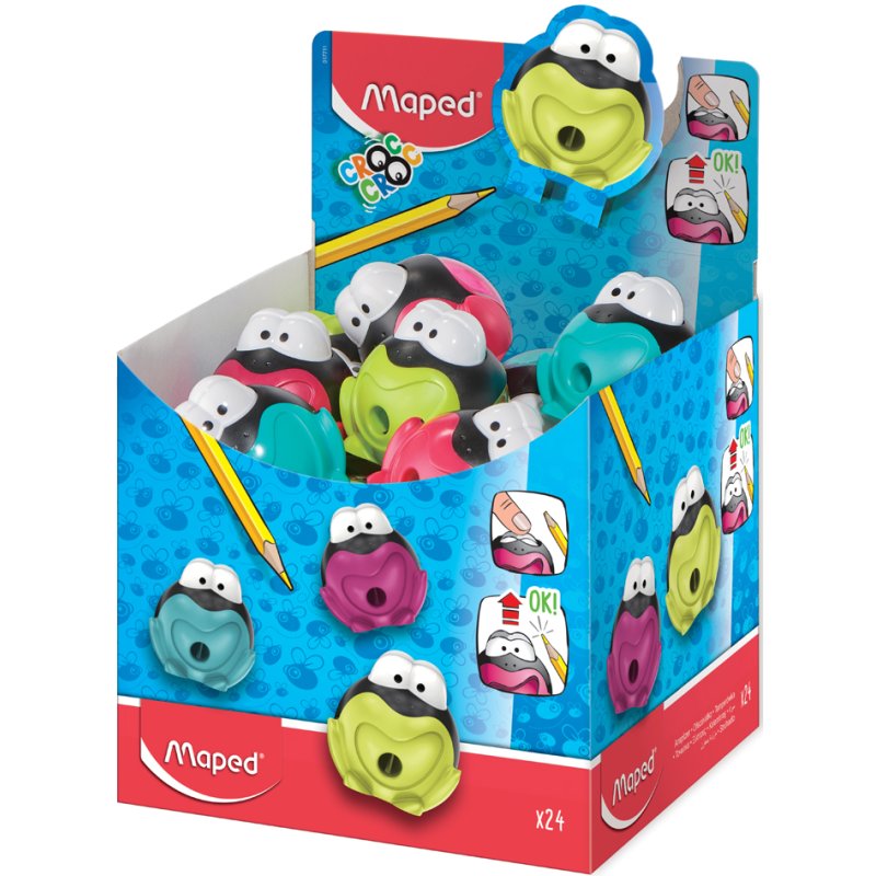 Maped puntenslijper kikker, groen/blauw/roze, 48×46×49 mm