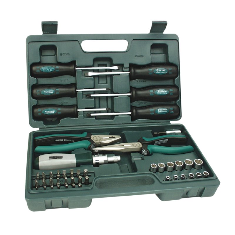 BRÜDER MANNESMANN GREEN LINE ensemble d'outils, 45 pièces, en mallette