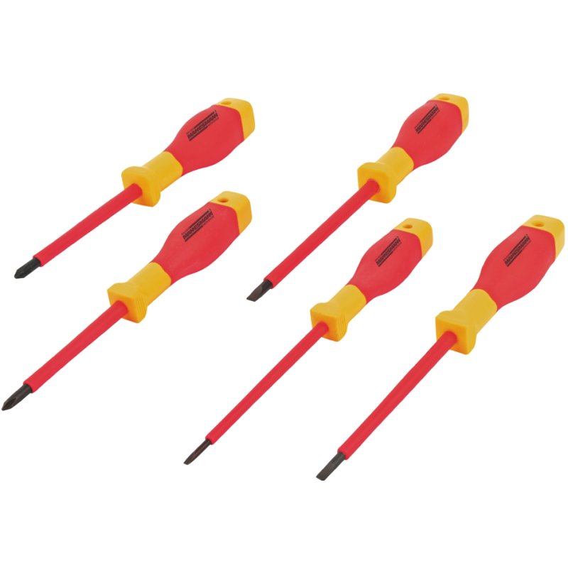 BRÜDER MANNESMANN GREEN LINE VDE jeu de tournevis, rouge/jaune, 5 pièces, en boîte