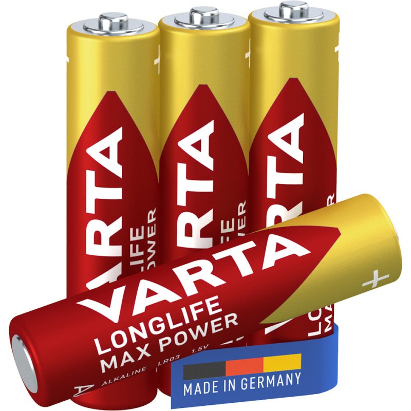 VARTA Alkaline batterijen AAA Longlife Max Power, 1,5 volt, 4 stuks