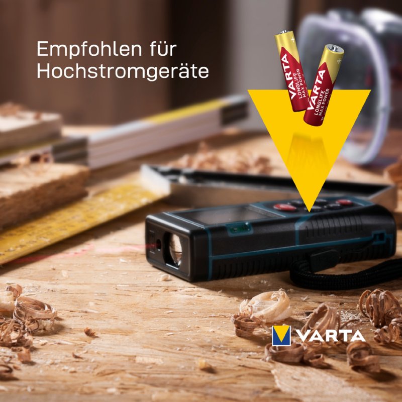 VARTA Alkaline batterijen AAA Longlife Max Power, 1,5 volt, 4 stuks