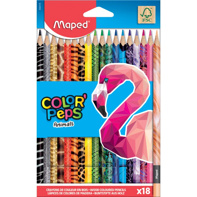 Maped crayons de couleur triangulaires COLOR'PEPS Animals, motif animal, 24 pièces