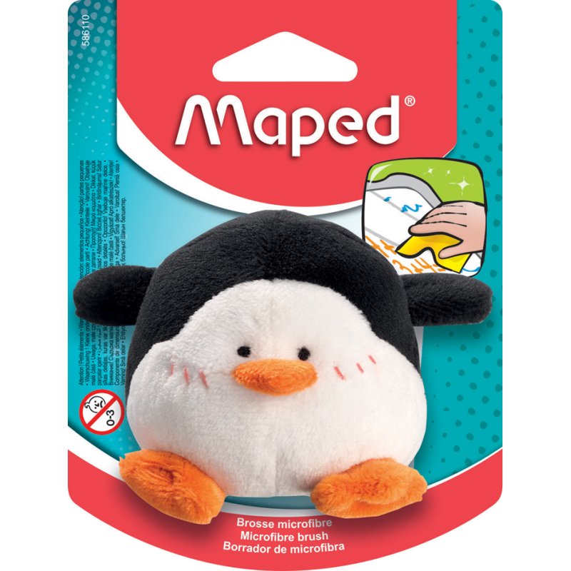 Maped éponge tableau noir peluche Pingouin, noir/blanc, 95×65 mm, microfibre