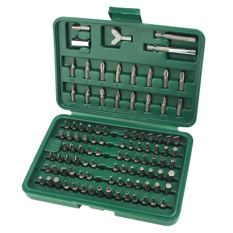BRÜDER MANNESMANN GREEN LINE jeu de forets, noir/vert, 100 pièces, en boîte