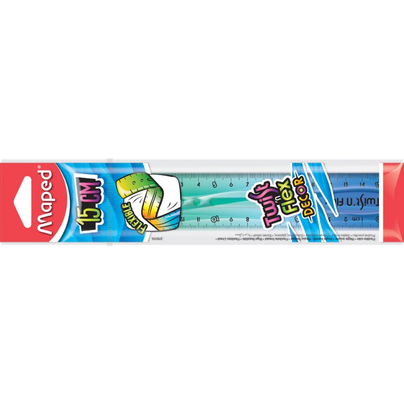 Maped règle Twist'n Flex DECOR, flexible, couleurs arc-en-ciel, 15 cm