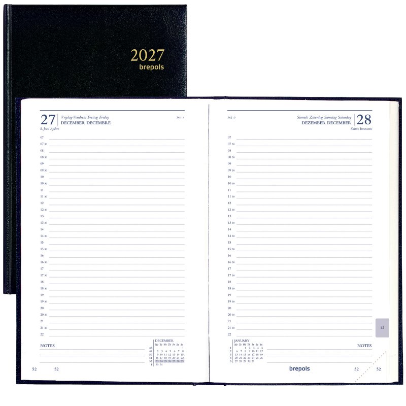 Brepols dagkalender Saturnus Basic 2026 zwart