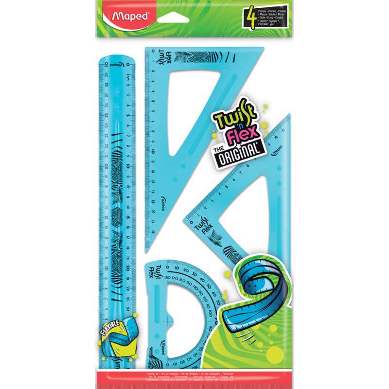 Maped Twist'n Flex measuring set, flexible, 4-piece, assorted colours