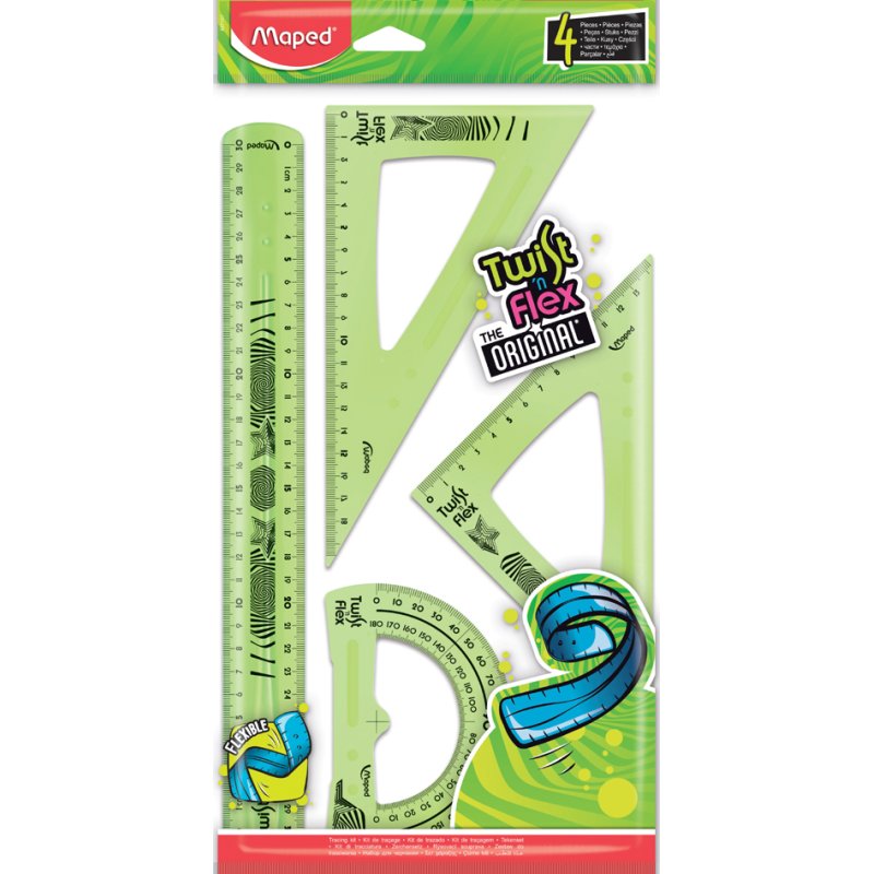 Maped Twist'n Flex measuring set, flexible, 4-piece, assorted colours