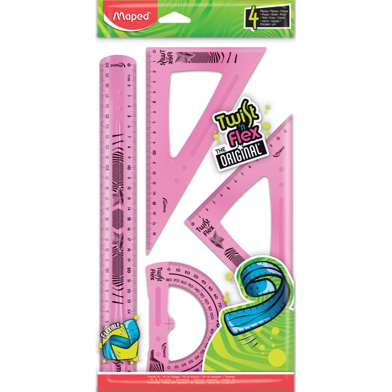 Maped Twist'n Flex measuring set, flexible, 4-piece, assorted colours
