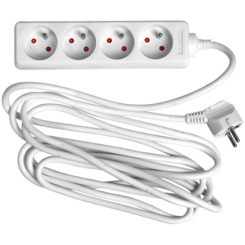 Wonday extension cable, 4 sockets, white, 1.5 m