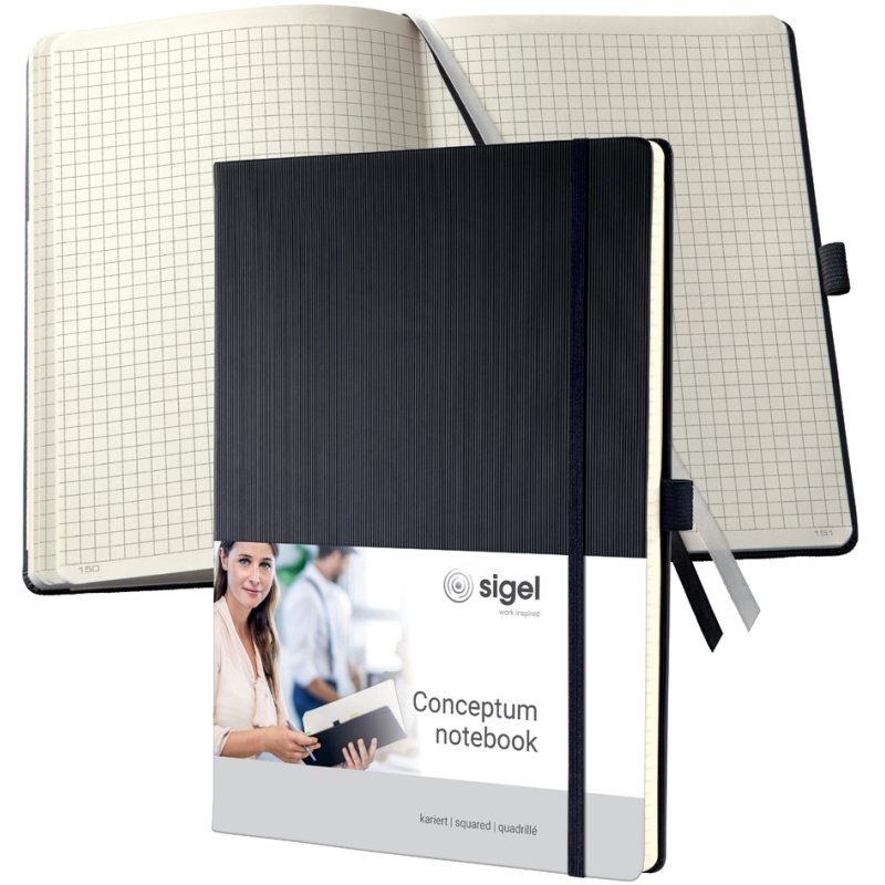 Sigel bloc-notes Conceptum, A5, quadrillé, noir