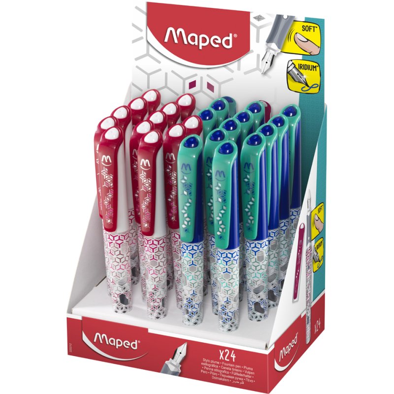 Maped fountain pen Classic, medium nib, assorted colours, 24 pieces