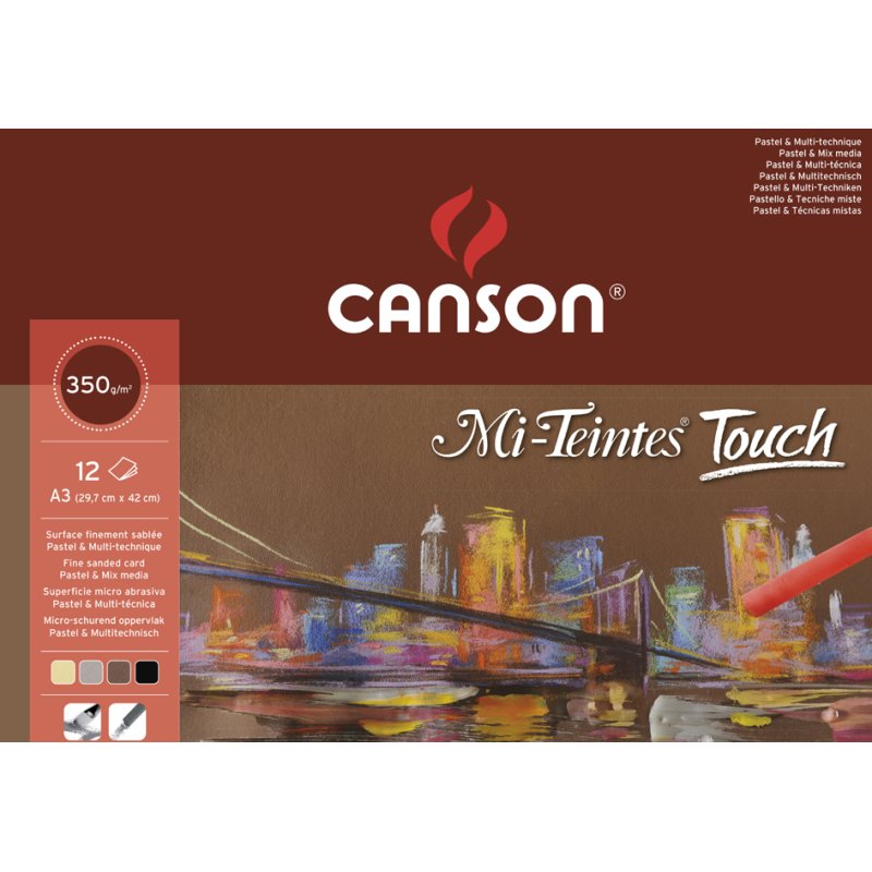 CANSON bloc de dessin Mi-Teintes Touch, 240×320 mm, 350 g/m², 12 feuilles