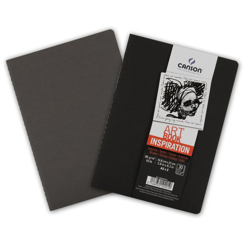 CANSON carnet de croquis Art Book Inspiration, A4, noir/gris, 2 pièces