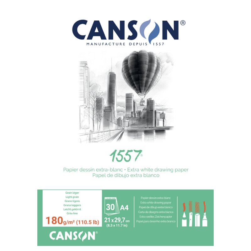 CANSON tekenblok 1557, wit, A3, 30 vel
