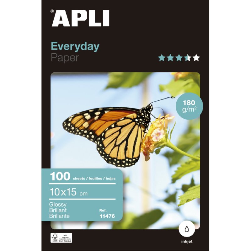 APLI fotopapier everyday, hoogglans, 100×150 mm, 180 g/m²
