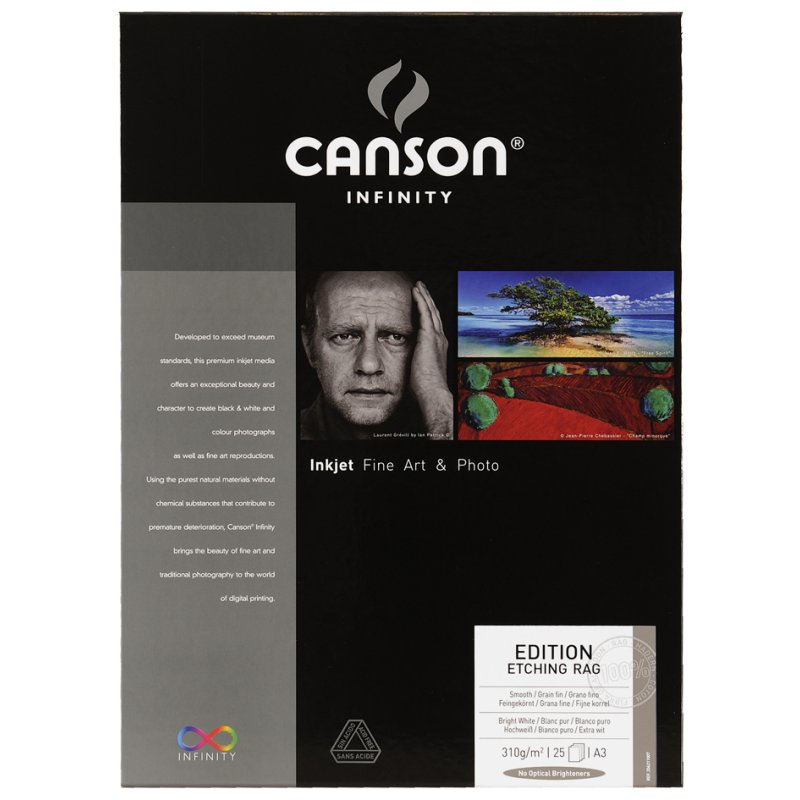 CANSON INFINITY fotopapier Edition Etching Rag, 310 g/m², A4, extra wit, 10 vel