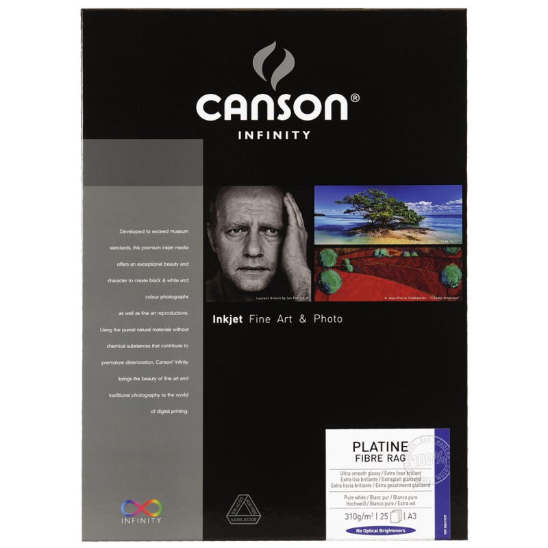 CANSON papier photo Platine Fibre Rag, semi-brillant, A3, 25 feuilles