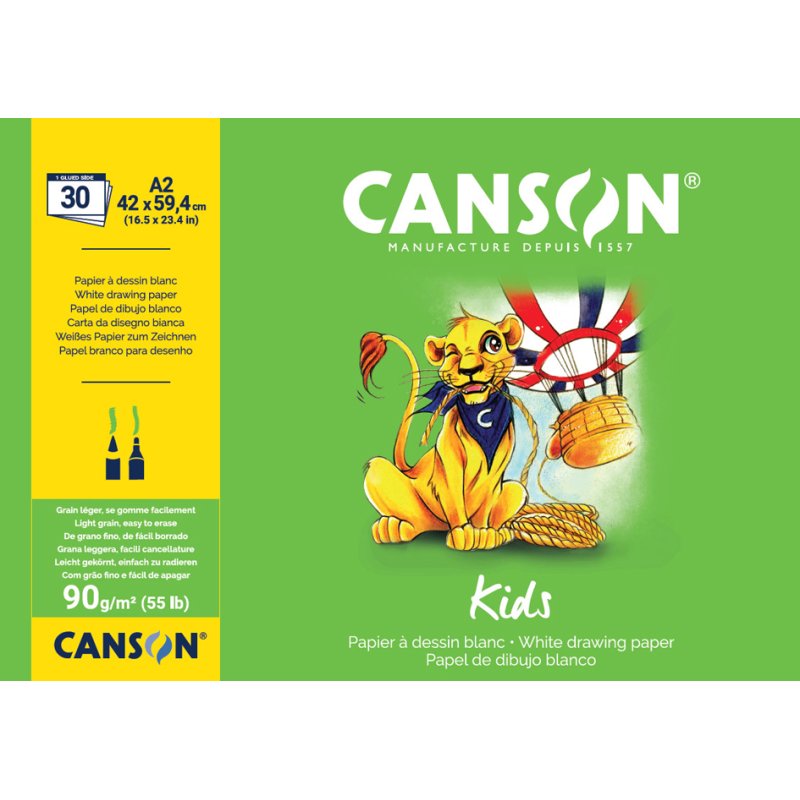 CANSON bloc de dessin enfants, A3, blanc, 30 feuilles