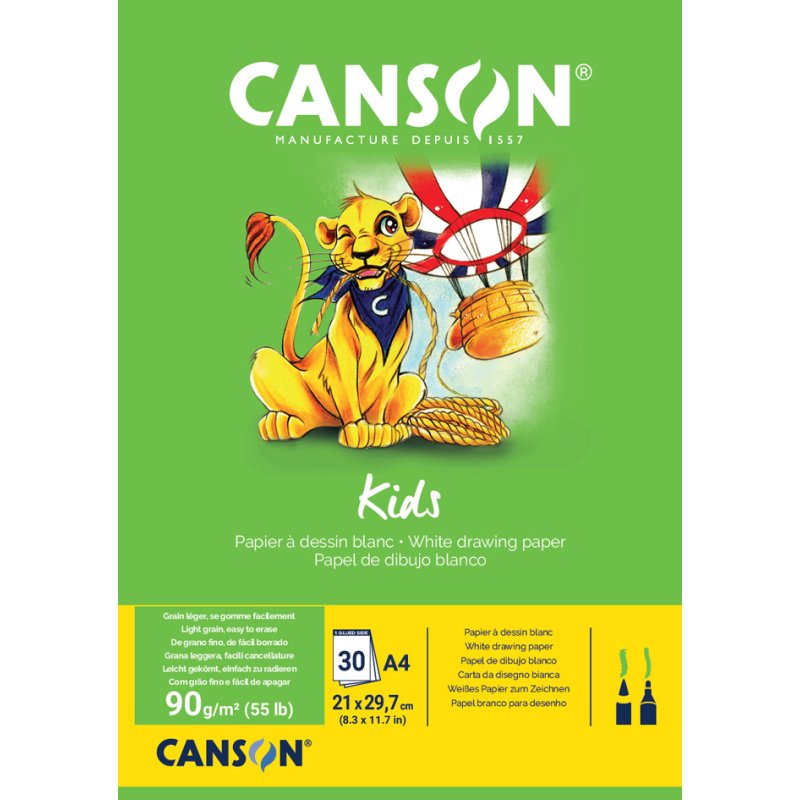 CANSON bloc de dessin enfants, A3, blanc, 30 feuilles